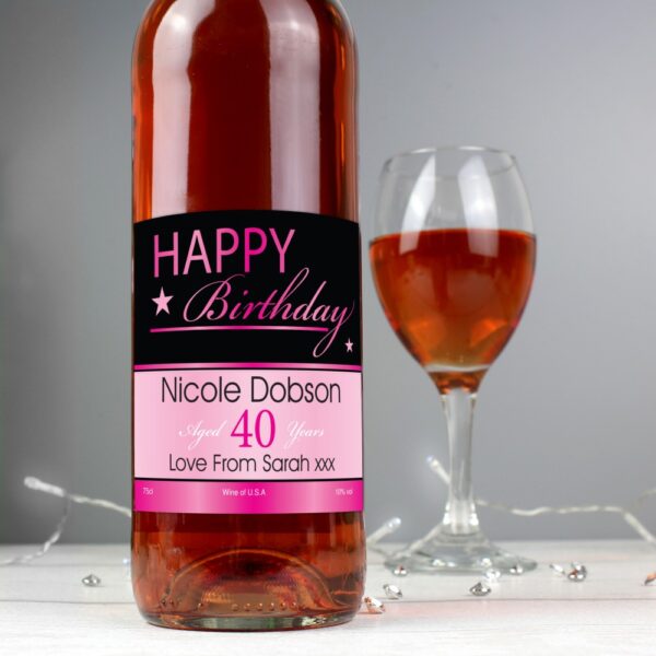 Personalised Happy Birthday Rose Wine - Image 3