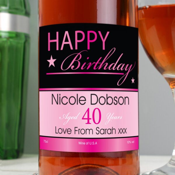 Personalised Happy Birthday Rose Wine - Image 4