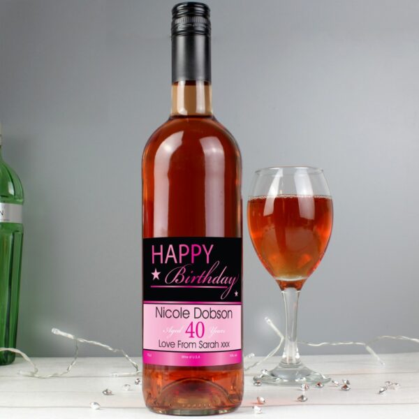 Personalised Happy Birthday Rose Wine - Image 5