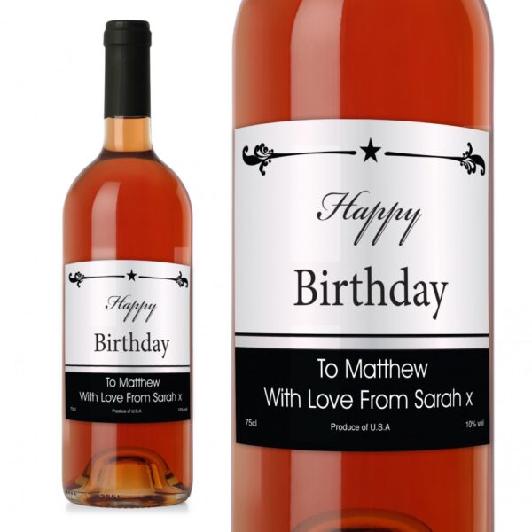 Personalised Black Border Rose Wine - Image 2