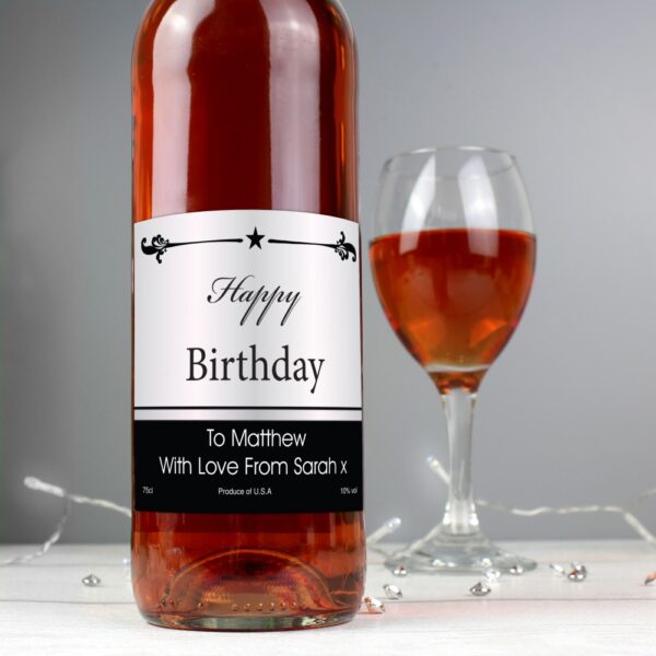 Personalised Black Border Rose Wine - Image 3