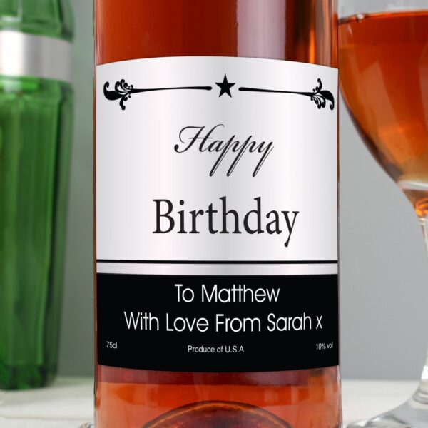 Personalised Black Border Rose Wine - Image 4