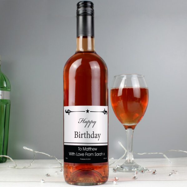 Personalised Black Border Rose Wine - Image 5