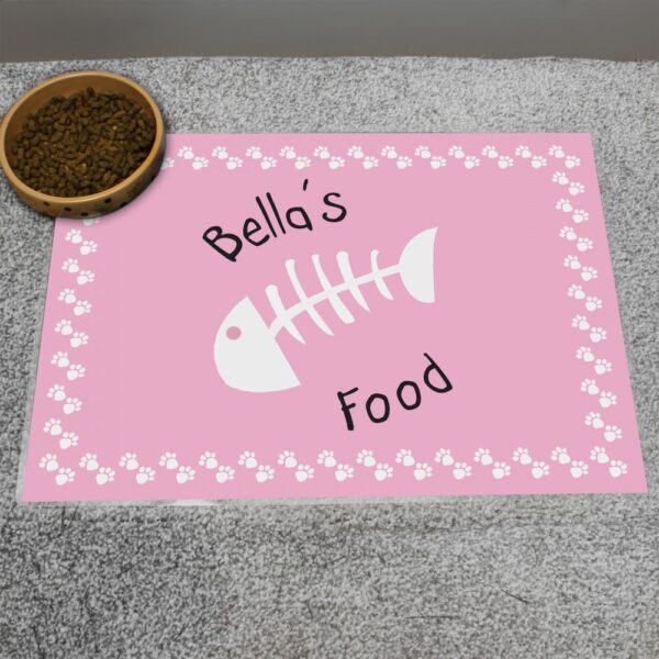 Personalised Pink Fish Bone Cat Placemat