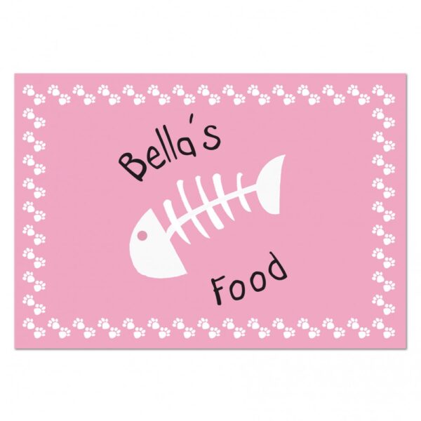 Personalised Pink Fish Bone Cat Placemat - Image 2
