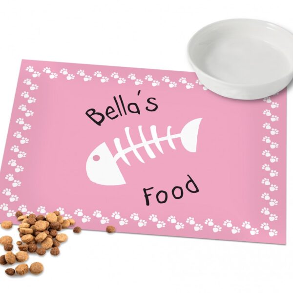 Personalised Pink Fish Bone Cat Placemat - Image 3