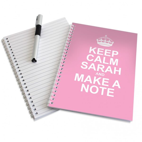 Personalised Keep Calm Pink A5 Notebook - Image 2