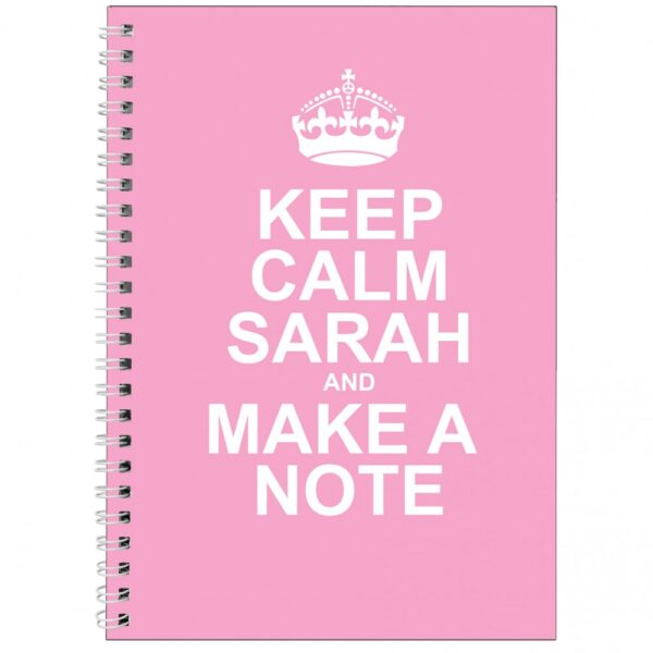 Personalised Keep Calm Pink A5 Notebook - Image 3