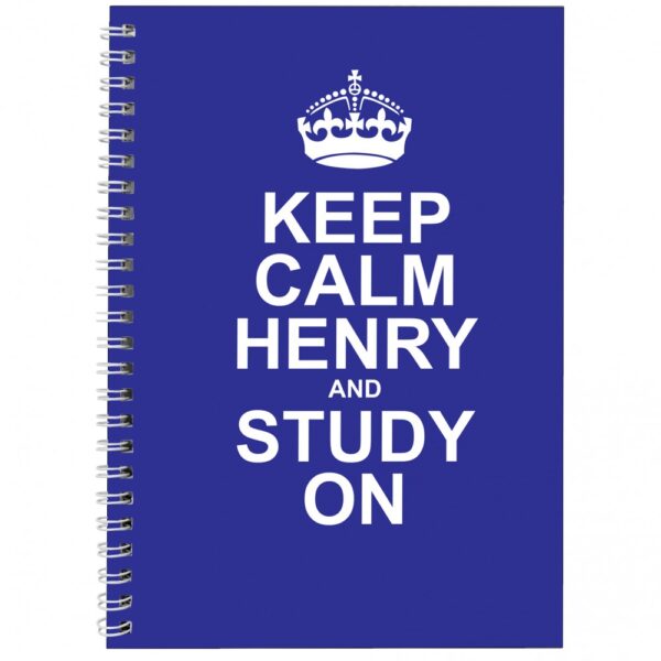 Personalised Keep Calm Blue A5 Notebook - Image 3
