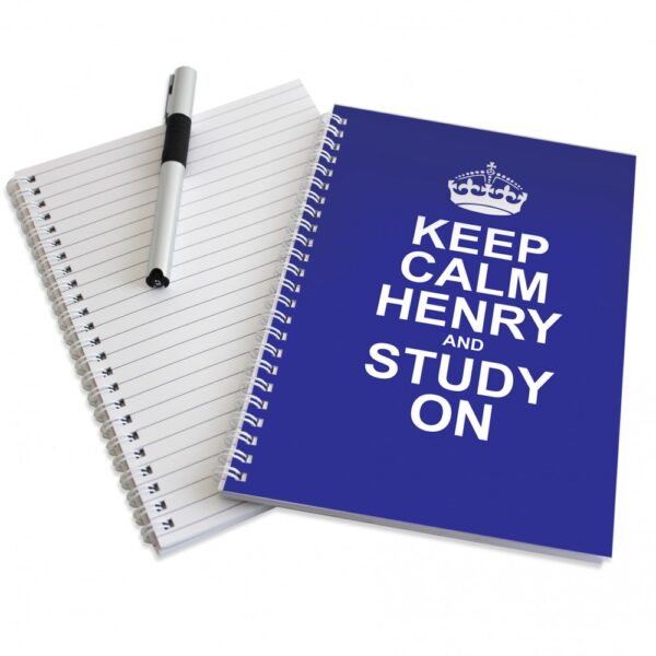 Personalised Keep Calm Blue A5 Notebook - Image 4