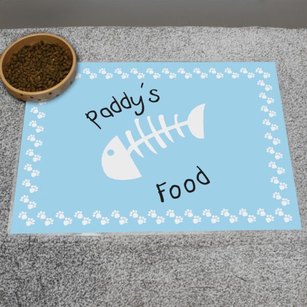 Personalised Blue Fish Bone Cat Placemat