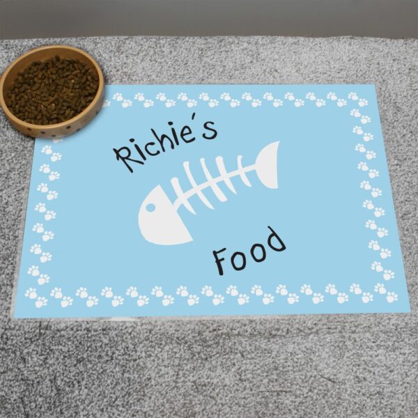 Personalised Blue Fish Bone Cat Placemat - Image 3