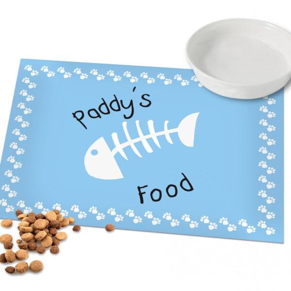 Personalised Blue Fish Bone Cat Placemat - Image 4