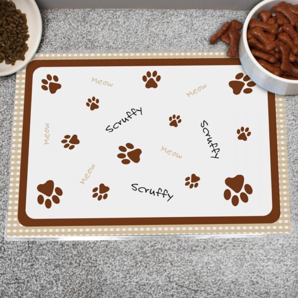 Personalised Brown Gingham Cat Placemat