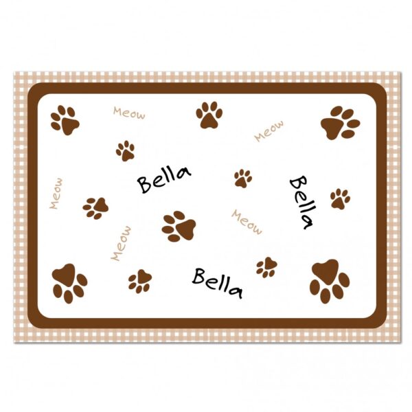 Personalised Brown Gingham Cat Placemat - Image 2