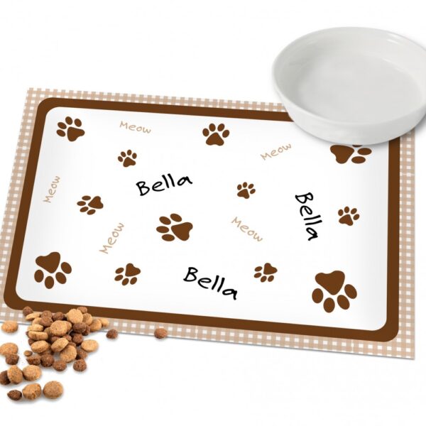 Personalised Brown Gingham Cat Placemat - Image 4