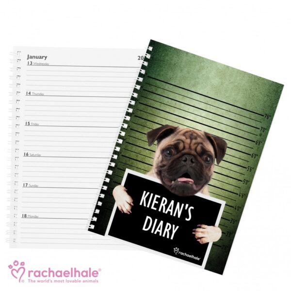 Personalised Rachael Hale Doodle Pugshot A5 Diary - Image 3