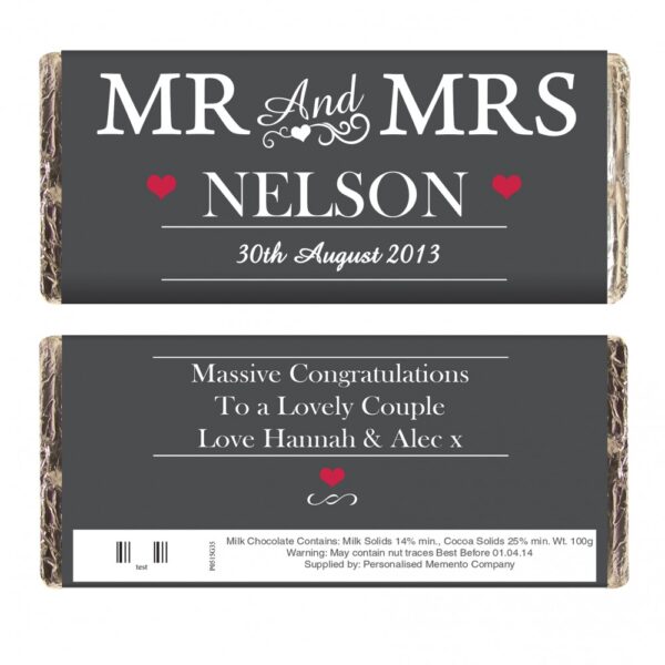 Personalised Mr & Mrs Milk Chocolate Bar - Image 2