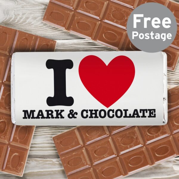 Personalised I HEART Milk Chocolate Bar