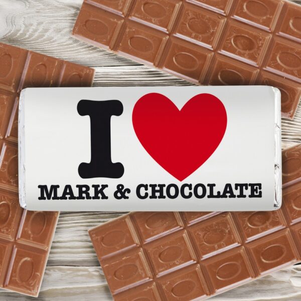 Personalised I HEART Milk Chocolate Bar - Image 3