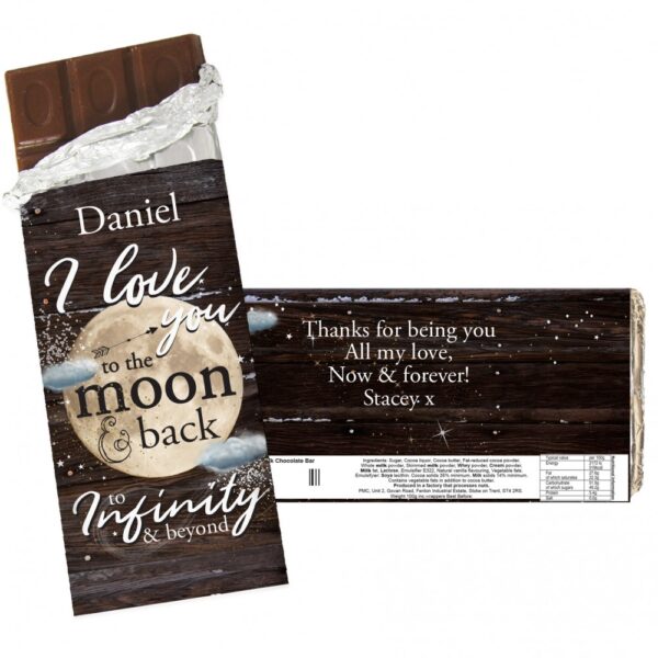 Personalised To the Moon & Infinity... Milk Chocolate Bar - Image 2