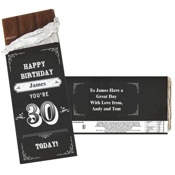 Personalised Birthday Vintage Typography Milk Chocolate Bar - Image 2