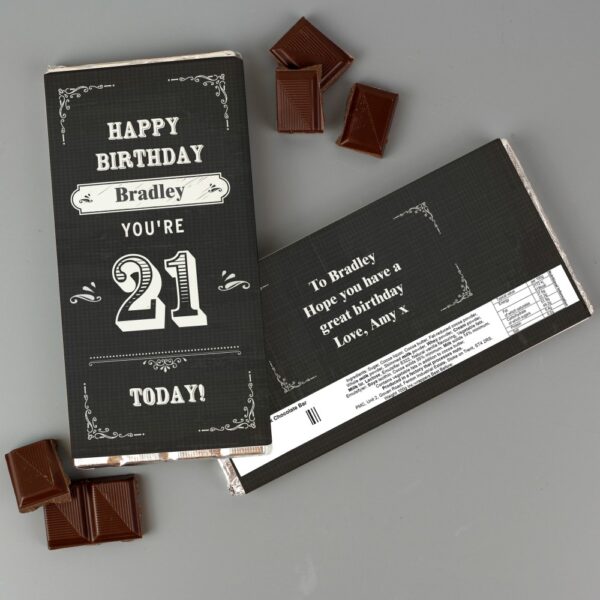 Personalised Birthday Vintage Typography Milk Chocolate Bar - Image 3