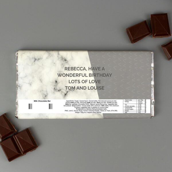 Personalised Birthday Marble and Rose Gold Chocolate Bar - Image 4
