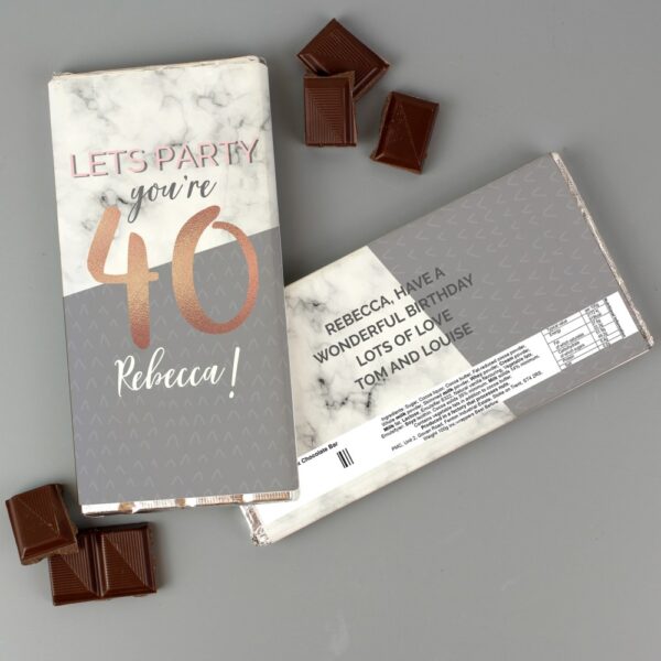 Personalised Birthday Marble and Rose Gold Chocolate Bar - Image 5