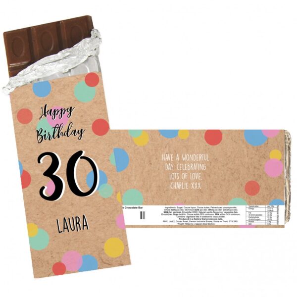 Personalised Birthday Colour Confetti Milk Chocolate Bar - Image 2