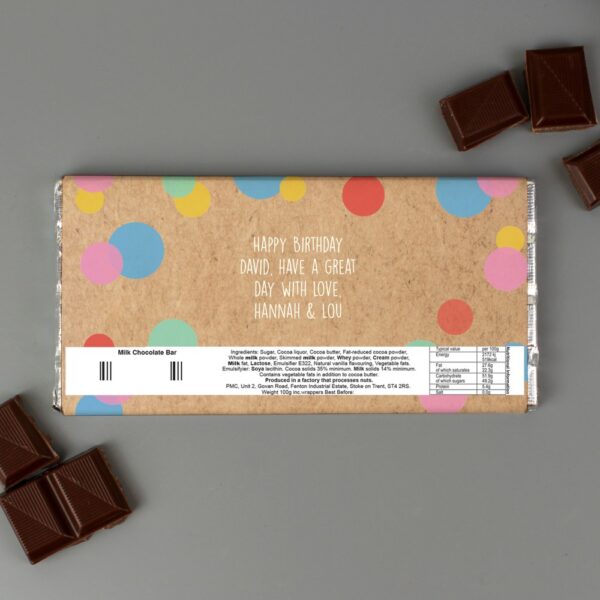 Personalised Birthday Colour Confetti Milk Chocolate Bar - Image 4