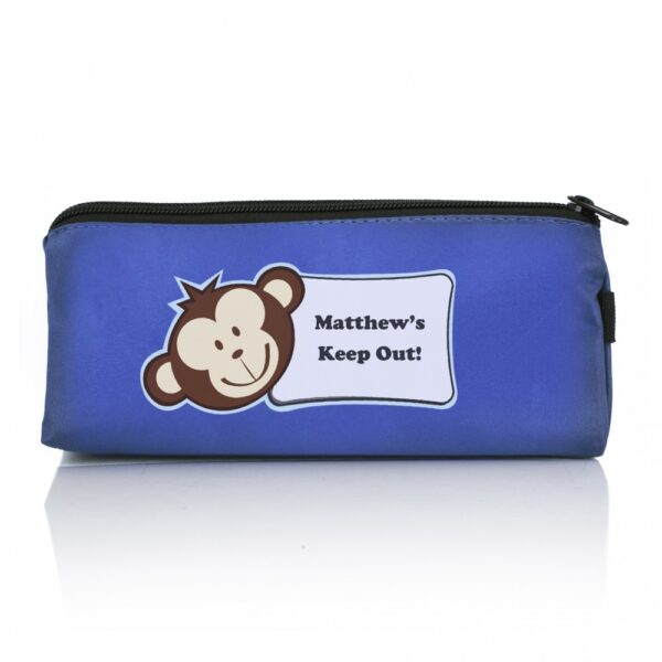 Personalised Monkey Blue Pencil Case - Image 2