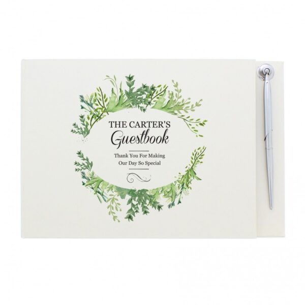 Personalised Fresh Botanical Hardback Guest Book & Pen - Image 2