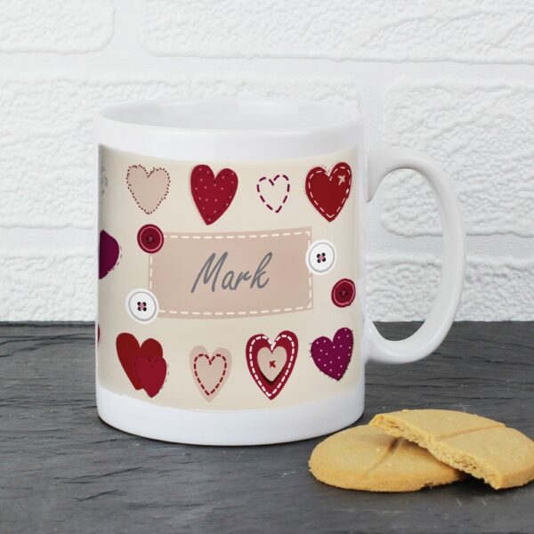 Personalised Fabric Heart Design Mug