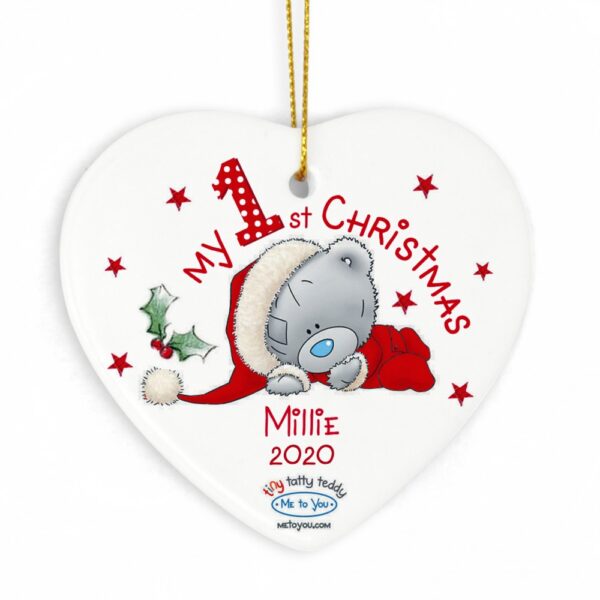 Personalised Me to You My 1st Christmas Ceramic Heart Decoration - Image 2