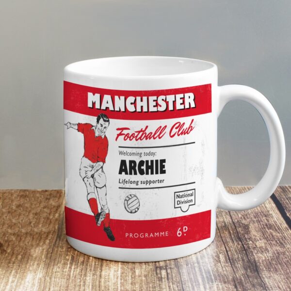 Personalised Vintage Football Red and White Supporter's Mug