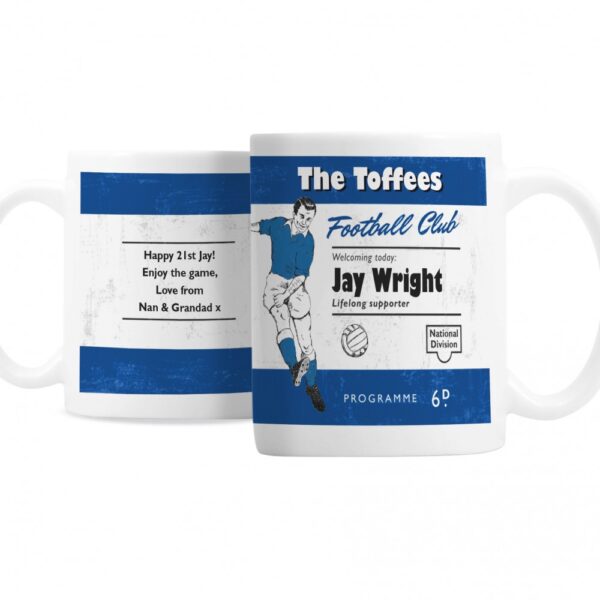 Personalised Vintage Football Blue and White Supporter's Mug - Image 2