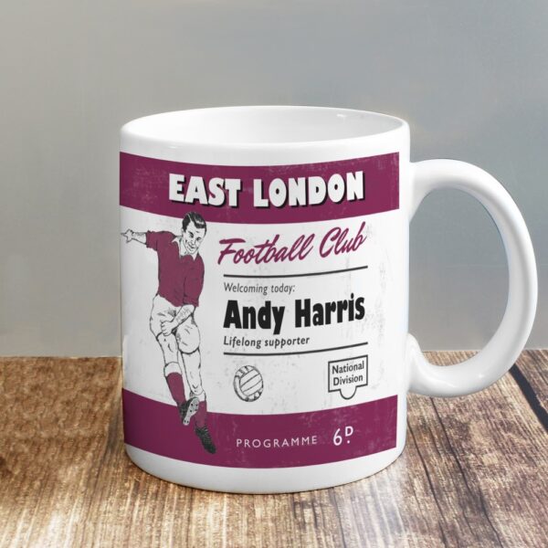 Personalised Vintage Football Claret Supporter's Mug