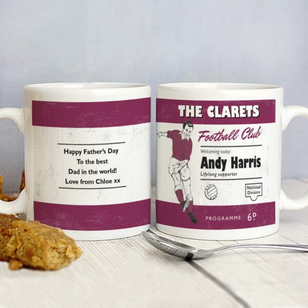 Personalised Vintage Football Claret Supporter's Mug - Image 3