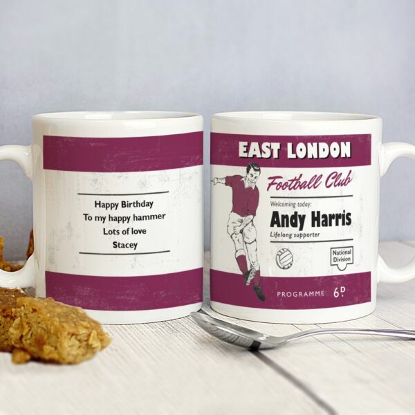 Personalised Vintage Football Claret Supporter's Mug - Image 4