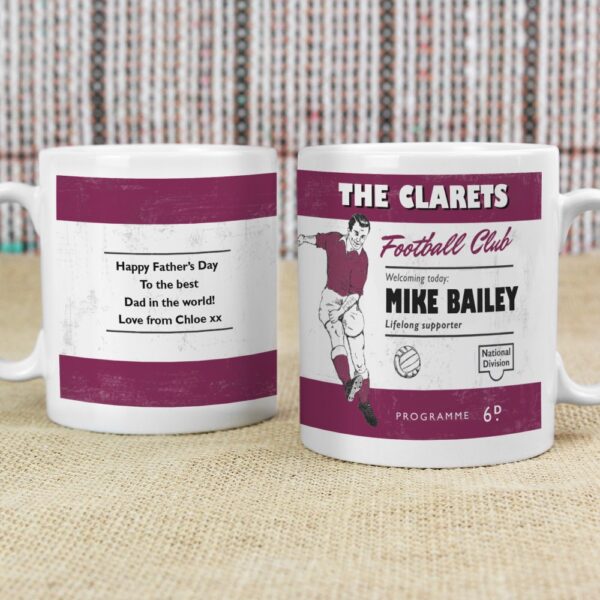 Personalised Vintage Football Claret Supporter's Mug - Image 5