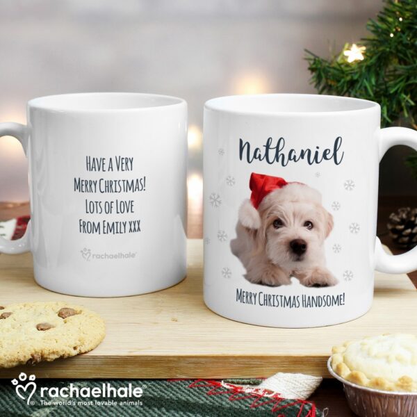 Personalised Rachael Hale Christmas Terrier Dog Mug
