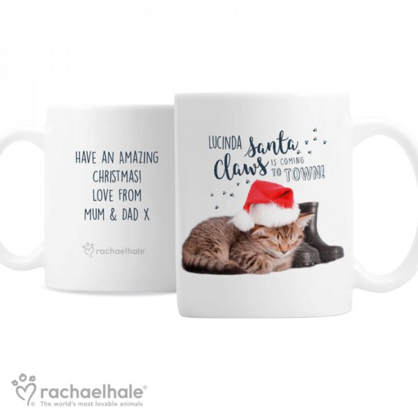 Personalised Rachael Hale Santa Claws Christmas Cat Mug - Image 2