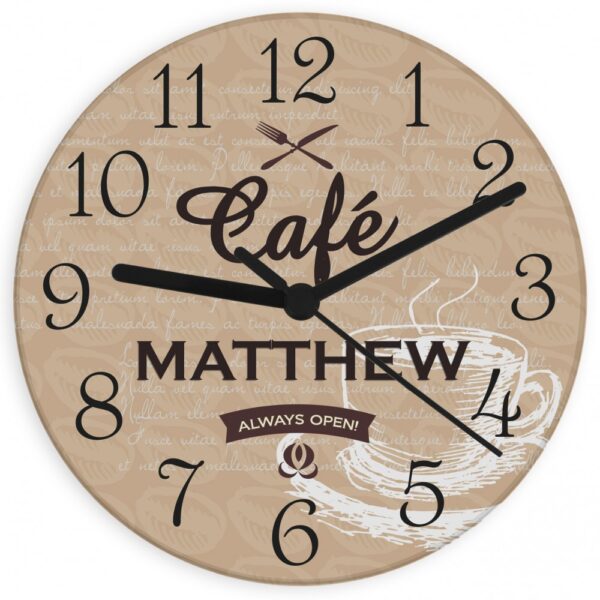 Personalised Cafe Glass Clock