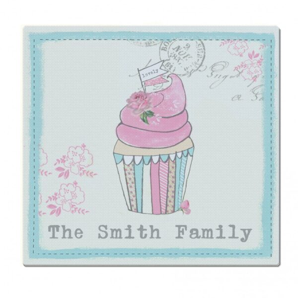 Personalised Vintage Pastel Cupcake Glass Chopping Board/Worktop Saver - Image 2