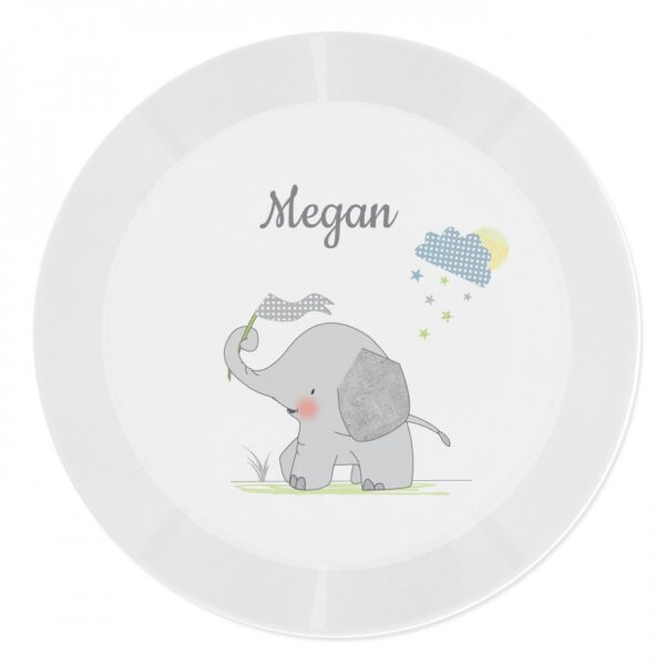 Personalised Hessian Elephant Plastic Plate - Image 2