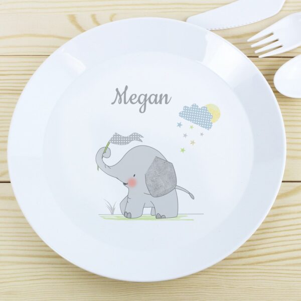 Personalised Hessian Elephant Plastic Plate - Image 3