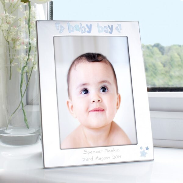 Personalised Silver 5x7 Baby Boy Photo Frame - Image 2