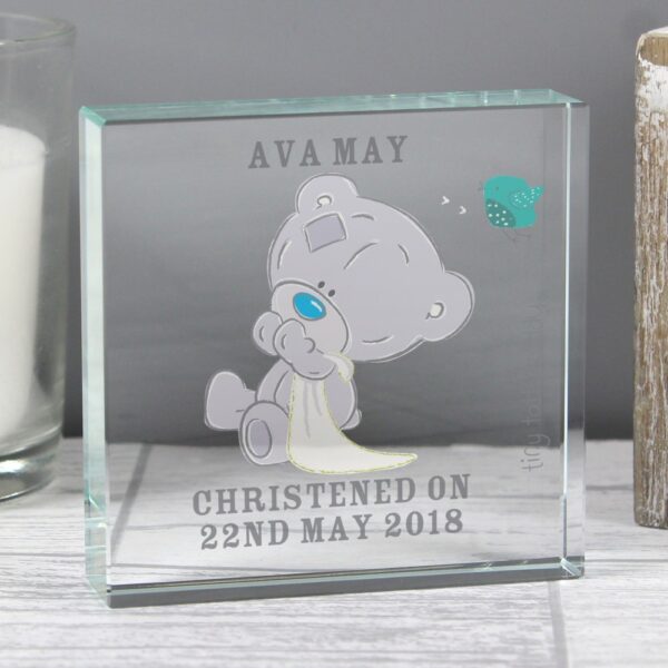 Personalised Tiny Tatty Teddy Large Christening Crystal Token - Image 3