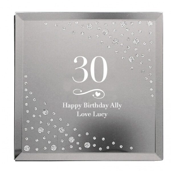 Personalised Big Age Swirls & Hearts Diamante Glass Trinket Box - Image 2